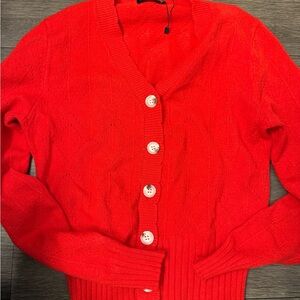 Source Unknown Bright Red Cardigan Sweater